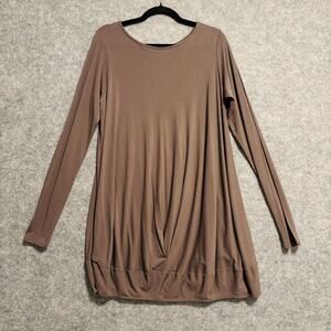 Zero + Maria Cornejo Dress Womens Size XS Brown Draped Long Sleeve Pleated Hem